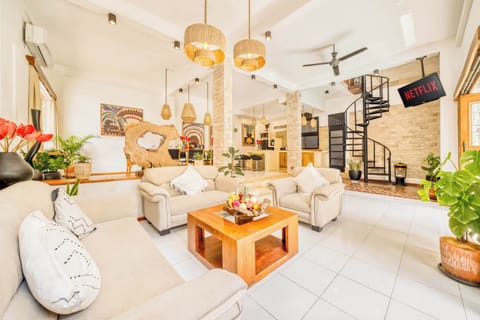 Cozy and stylish living space with elegant decor and ambient lighting.