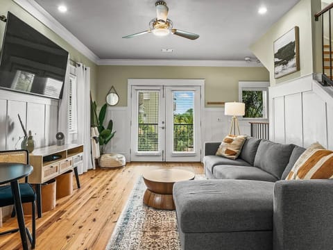 Living Room with Comfortable fold out sofa.  Great water view!
