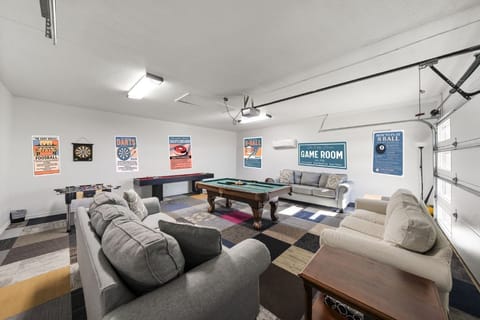 Game Room with Pool, Shuffle Board, Foosball, Movie Projector