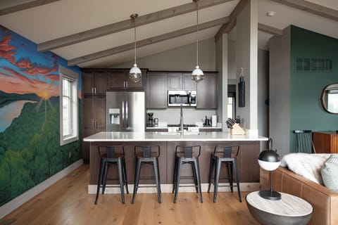 The kitchen is fully equipped with everything you need to prepare meals with friends and family.