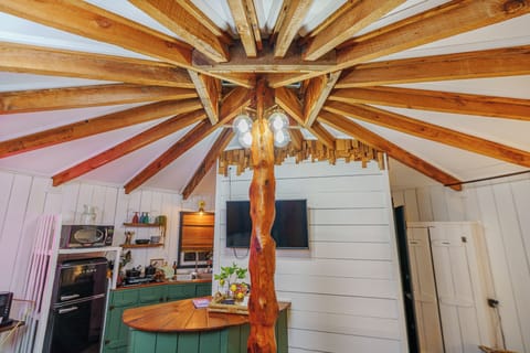 The skylight above the main beam help bring in natural light