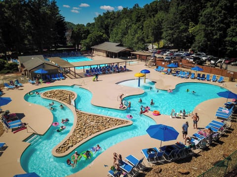 Outdoor pool, lazy river, and beer barn! 