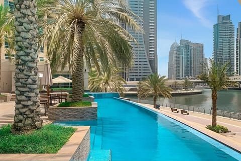 A refreshing pool with a stunning view, perfect for relaxation and enjoying the scenery.