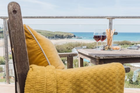 Outdoor seating area at Sunset Sands, Cornwall