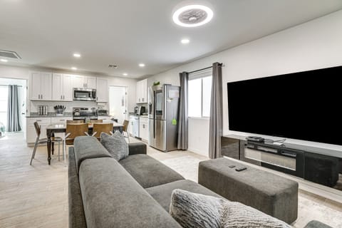 Living Room | Smart TV | Fireplace | Single-Story Home