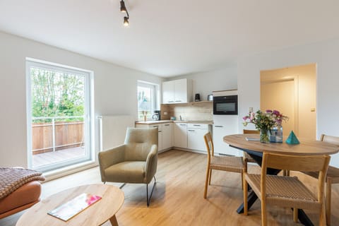 Modern Kitchen with Dining Area and Windows