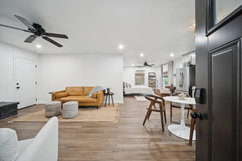 The cabin offers a quiet space to work with fiber optic wi-fi.