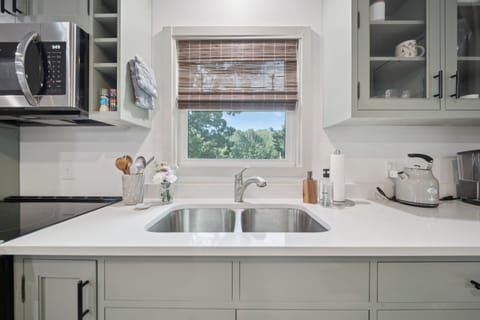 The kitchenette is stocked with all the essentials for simple, tasty meals.