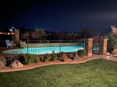 Large gated pool and hot tub
