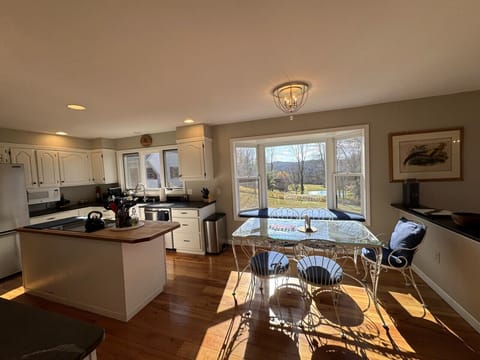 Updated kitchen with views of the lake