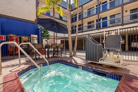 Slip into the bubbling hot tub after a long day.
