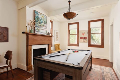 Historic charm with modern fun - the game lounge.