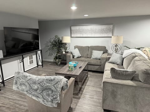 Roomy, comfy TV area. Complete with popcorn and candy for movies in. 