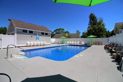 The seasonal outdoor pool. Perfect for relaxing on a warm Vermont summer day.