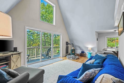 Living Area with Woodstove and Patio