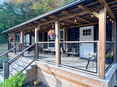 Large covered front deck
