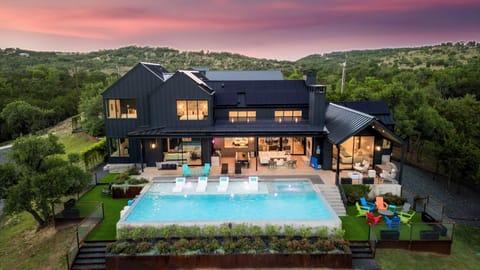 Resort style pool with hot tub