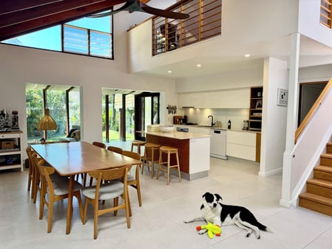 The open plan kitchen & dining area is perfect for hanging out and entertaining