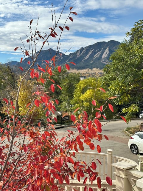 View of Flatirons from our from outside living room on first floor deck