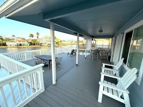 Upper deck.  Enjoy a meal outside, a coffee in the morning, or just relaxing!