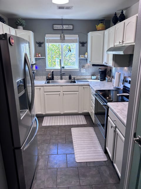 Full kitchen stocked with everything you need to cook at home!