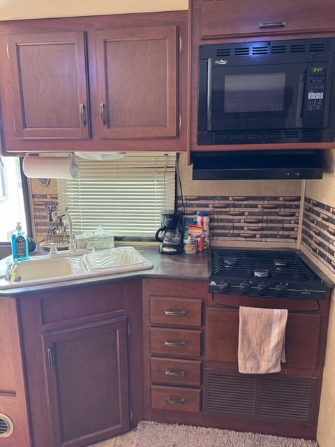 Kitchen with complimentary coffee (Microwave is also an oven)