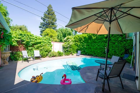 Outdoor private pool in backyard