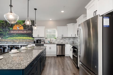 The kitchen is fully stocked with all of your cooking essentials and includes a double oven and 2 dishwashers for convenient cooking at home.