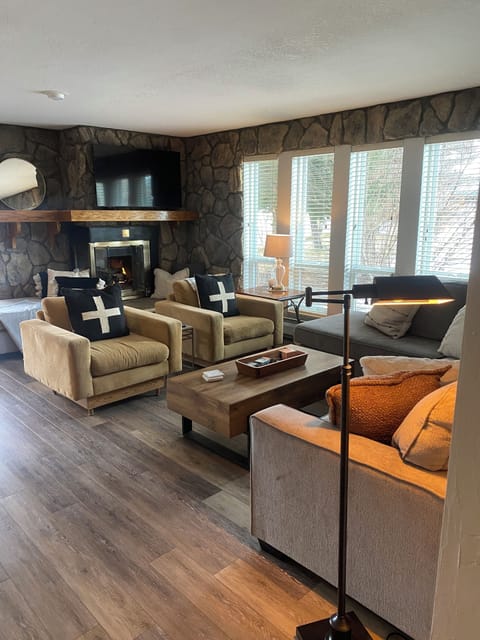 living room with gas fireplace