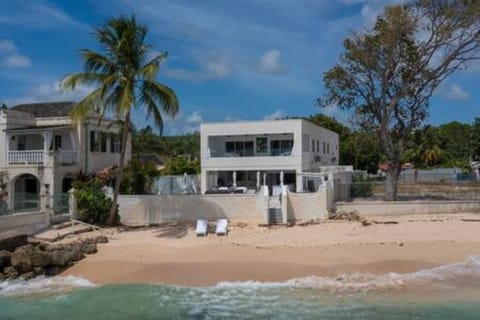 The beach fronted property comes with beach sun loungers and direct access to the beach area.