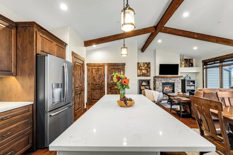 Bright Kitchen Overlooking Living Area
