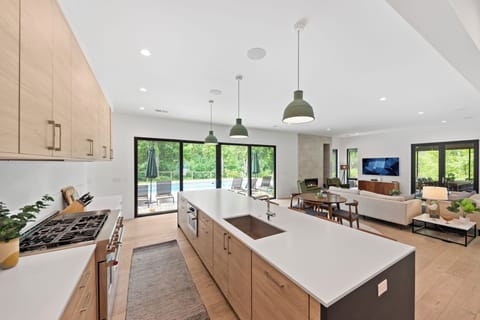 Modern luxury kitchen with custom finishes and huge island