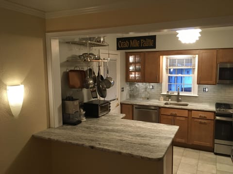 The kitchen as seen from the dining room. 