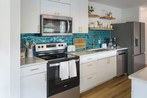 The fully-equipped kitchen makes it easy to prepare meals for the group.