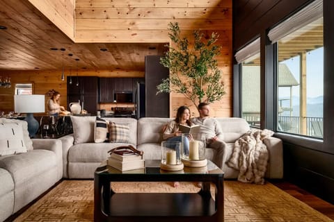 Large living area that opens up to the kitchen/dining area