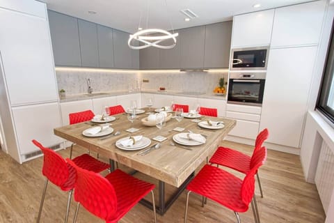 Kitchen and dining
Dining table set up for 8