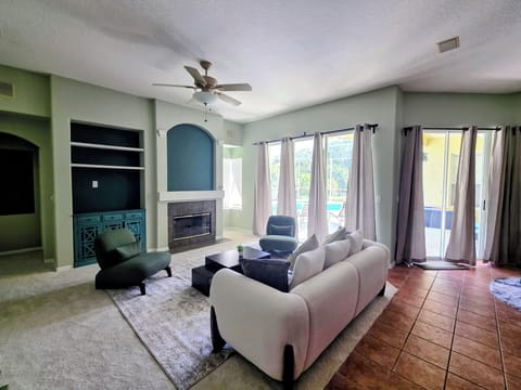 Family room with fireplace