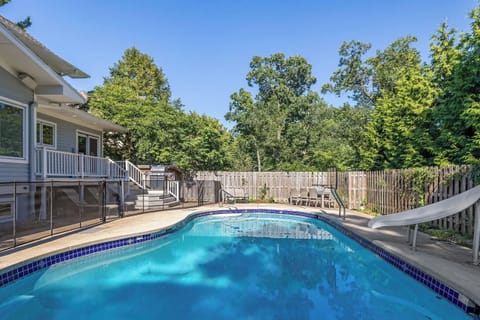 Pool in the backyard, ready for cannonballs and lazy afternoons.