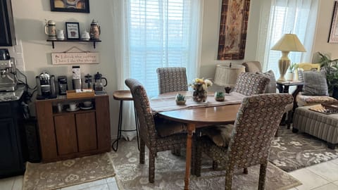 Dinning room is centered between the coffee bar and board game seating section 