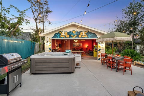 Enjoy a warm, bubbling hot tub soak—perfect for relaxing and resetting outdoors.