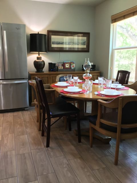 Gather at the dining table for food & games