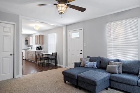 Living room with kitchen view