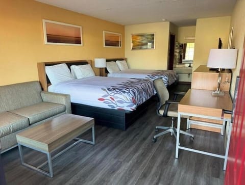 Unwind in a spacious room with two comfy beds.