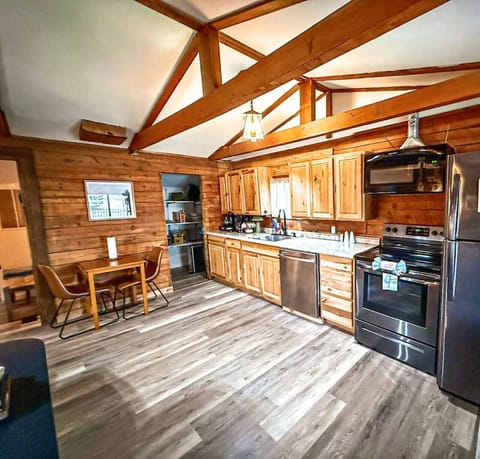 Modern appliances, wood cabinetry, and everything you need to cook in comfort.