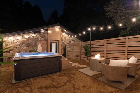 End the night right—hot tub soak + fireside chat = perfection!
