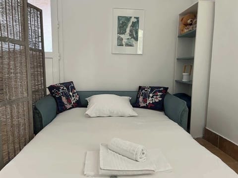 Bright and tidy single sofa bedwith modern comfort, ideal for an extra guest or child.