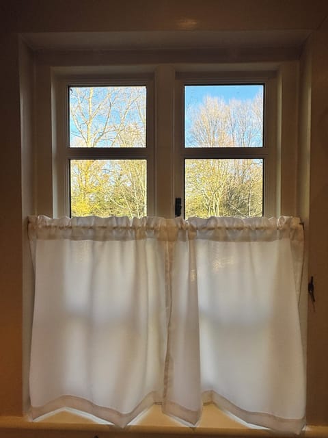 Peaceful countryside views from the bathroom window.