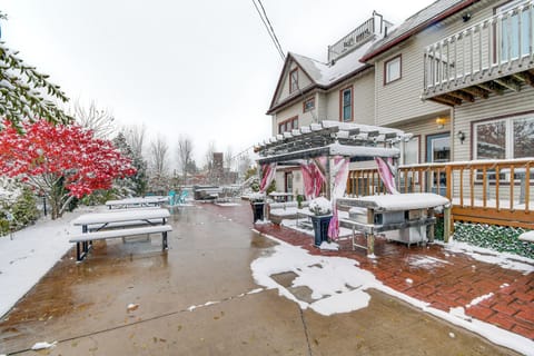 Outdoor Living Space | Hot Tub | Wood-Burning Fire Pit | Back Porch w/ Seating
