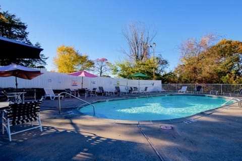 Float your worries away in the clear, inviting pool water.