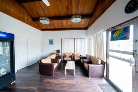 Settle into cozy seating and relax after a long drive.